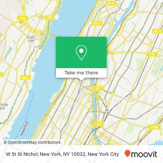 W St St Nichol, New York, NY 10032 map