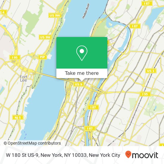 Mapa de W 180 St US-9, New York, NY 10033
