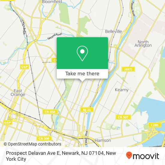 Mapa de Prospect Delavan Ave E, Newark, NJ 07104
