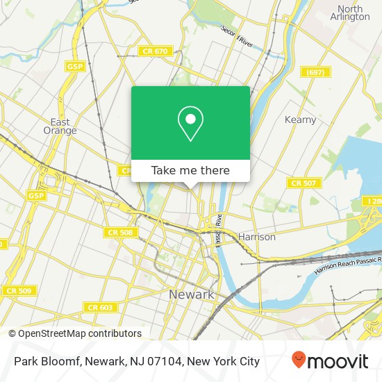 Mapa de Park Bloomf, Newark, NJ 07104