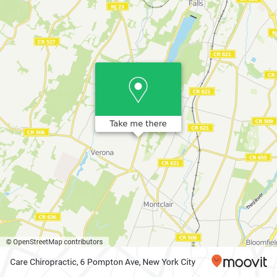 Mapa de Care Chiropractic, 6 Pompton Ave