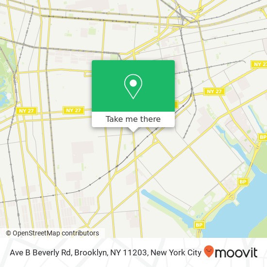 Mapa de Ave B Beverly Rd, Brooklyn, NY 11203