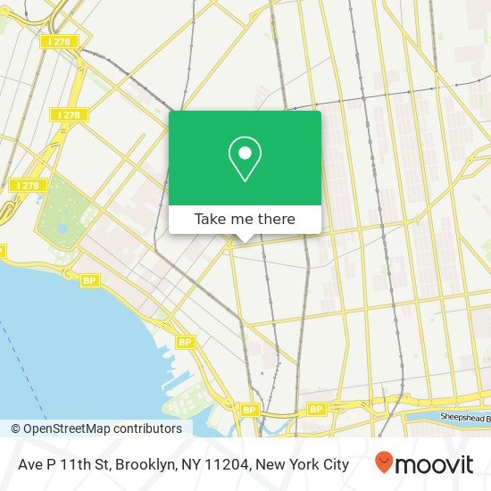 Mapa de Ave P 11th St, Brooklyn, NY 11204