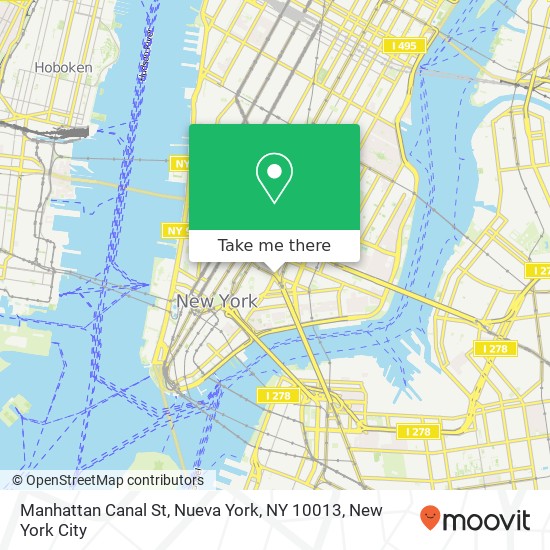 Mapa de Manhattan Canal St, Nueva York, NY 10013