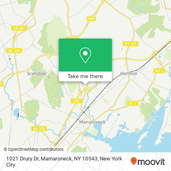 Mapa de 1021 Drury Dr, Mamaroneck, NY 10543
