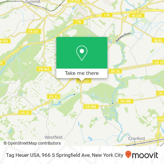 Mapa de Tag Heuer USA, 966 S Springfield Ave