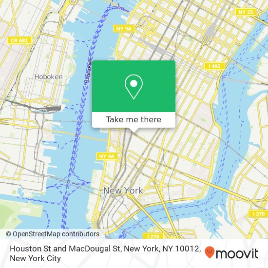 Houston St and MacDougal St, New York, NY 10012 map