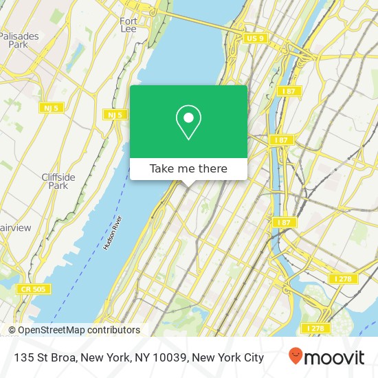 Mapa de 135 St Broa, New York, NY 10039