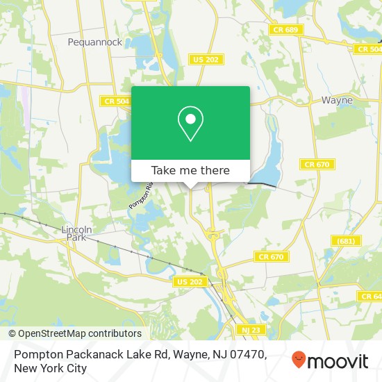 Mapa de Pompton Packanack Lake Rd, Wayne, NJ 07470