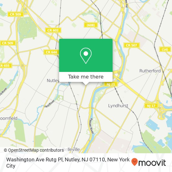 Mapa de Washington Ave Rutg Pl, Nutley, NJ 07110