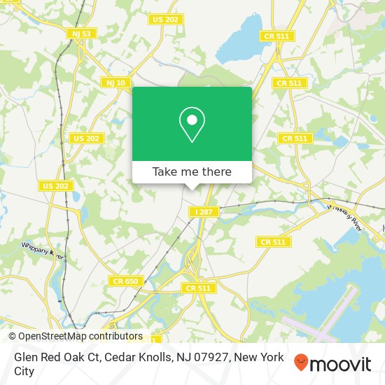 Mapa de Glen Red Oak Ct, Cedar Knolls, NJ 07927