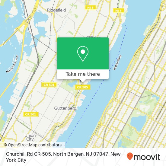 Mapa de Churchill Rd CR-505, North Bergen, NJ 07047