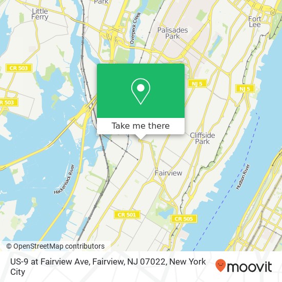 US-9 at Fairview Ave, Fairview, NJ 07022 map