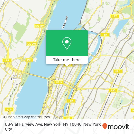 US-9 at Fairview Ave, New York, NY 10040 map