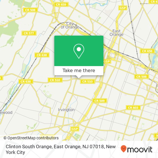 Mapa de Clinton South Orange, East Orange, NJ 07018