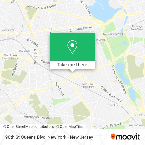 90th St Queens Blvd map