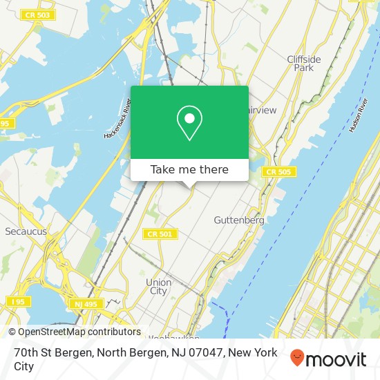 Mapa de 70th St Bergen, North Bergen, NJ 07047