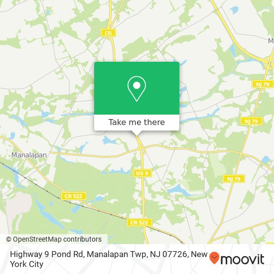 Mapa de Highway 9 Pond Rd, Manalapan Twp, NJ 07726