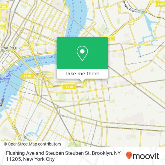 Mapa de Flushing Ave and Steuben Steuben St, Brooklyn, NY 11205