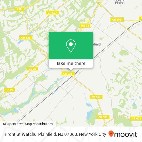 Mapa de Front St Watchu, Plainfield, NJ 07060