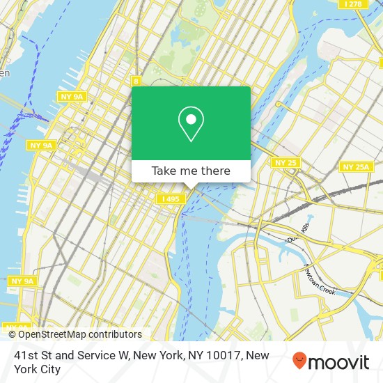 41st St and Service W, New York, NY 10017 map