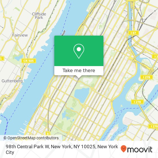 Mapa de 98th Central Park W, New York, NY 10025