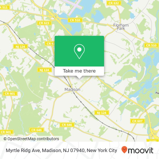 Mapa de Myrtle Ridg Ave, Madison, NJ 07940