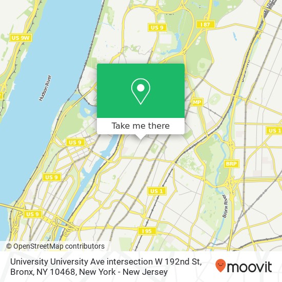 Mapa de University University Ave intersection W 192nd St, Bronx, NY 10468