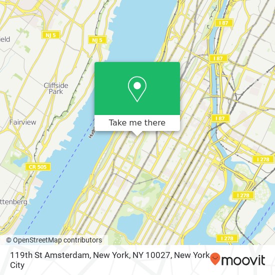 Mapa de 119th St Amsterdam, New York, NY 10027