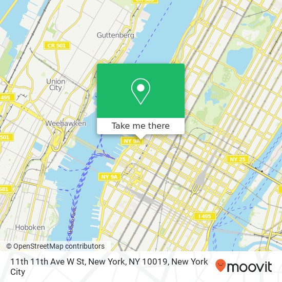 Mapa de 11th 11th Ave W St, New York, NY 10019