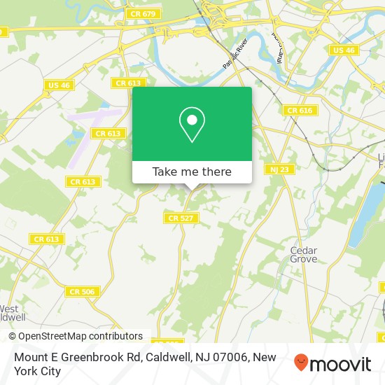 Mapa de Mount E Greenbrook Rd, Caldwell, NJ 07006