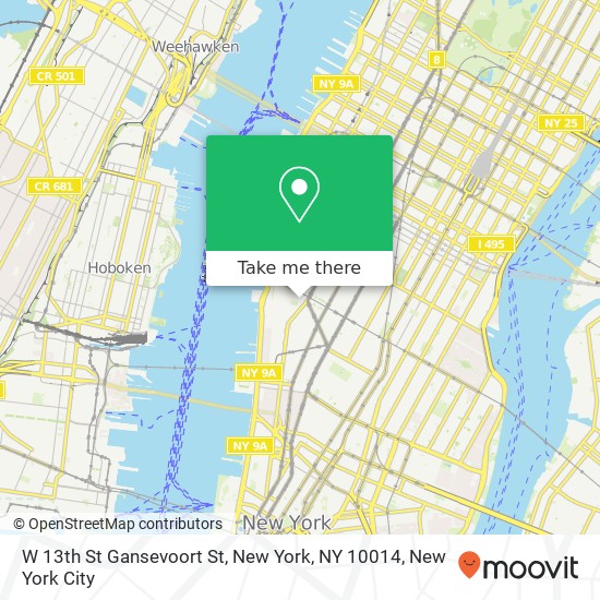 Mapa de W 13th St Gansevoort St, New York, NY 10014