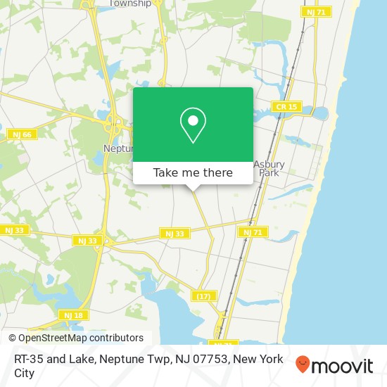 Mapa de RT-35 and Lake, Neptune Twp, NJ 07753