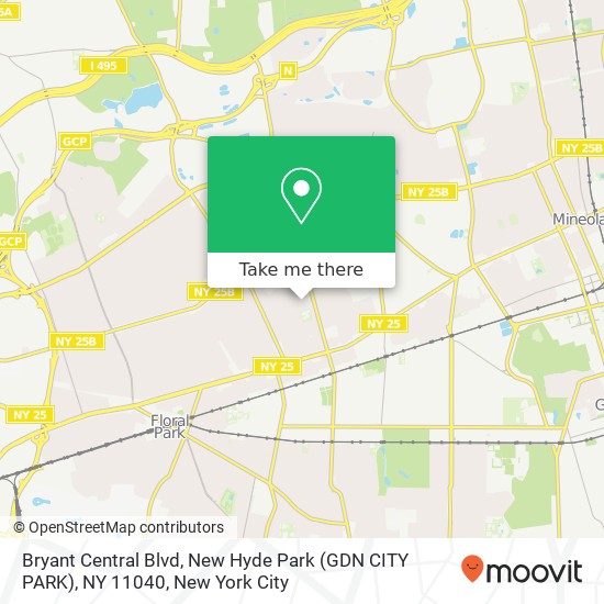 Mapa de Bryant Central Blvd, New Hyde Park (GDN CITY PARK), NY 11040