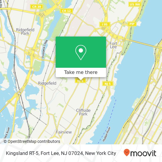 Mapa de Kingsland RT-5, Fort Lee, NJ 07024