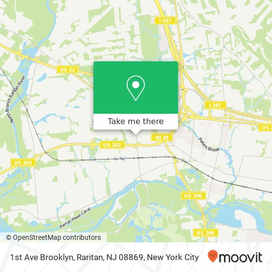 Mapa de 1st Ave Brooklyn, Raritan, NJ 08869