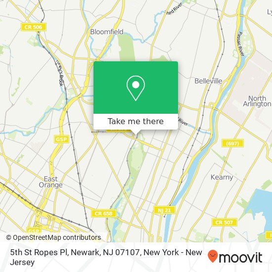 Mapa de 5th St Ropes Pl, Newark, NJ 07107