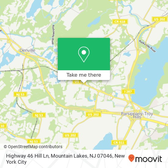 Mapa de Highway 46 Hill Ln, Mountain Lakes, NJ 07046