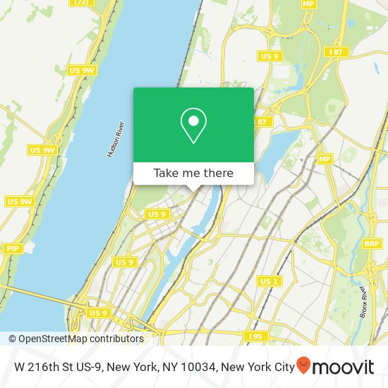 Mapa de W 216th St US-9, New York, NY 10034