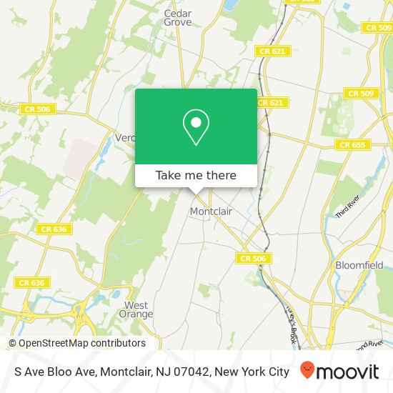 Mapa de S Ave Bloo Ave, Montclair, NJ 07042