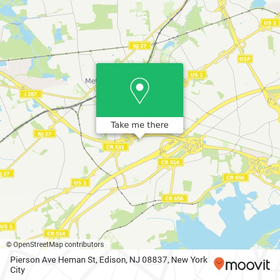 Pierson Ave Heman St, Edison, NJ 08837 map
