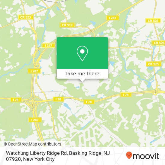 Mapa de Watchung Liberty Ridge Rd, Basking Ridge, NJ 07920