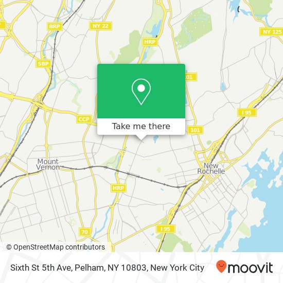Mapa de Sixth St 5th Ave, Pelham, NY 10803