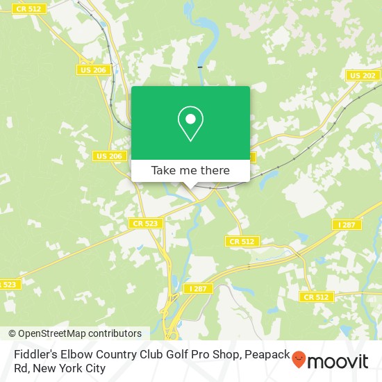 Mapa de Fiddler's Elbow Country Club Golf Pro Shop, Peapack Rd