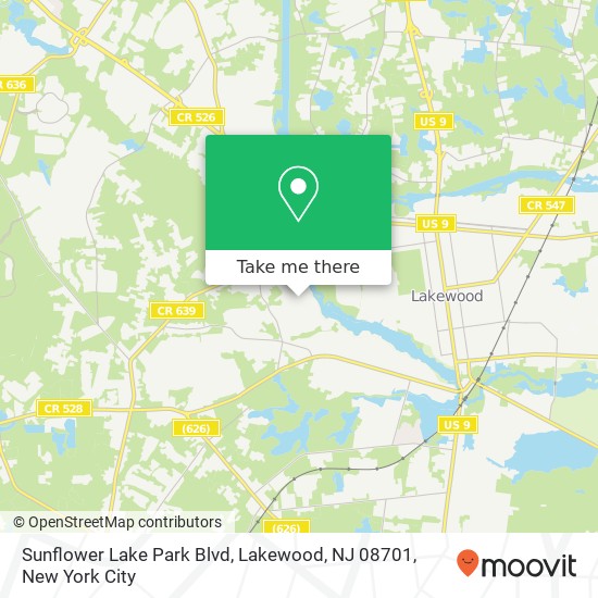 Mapa de Sunflower Lake Park Blvd, Lakewood, NJ 08701