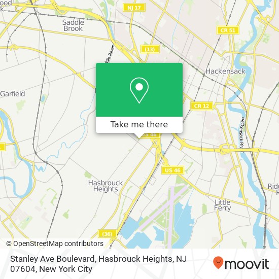 Mapa de Stanley Ave Boulevard, Hasbrouck Heights, NJ 07604