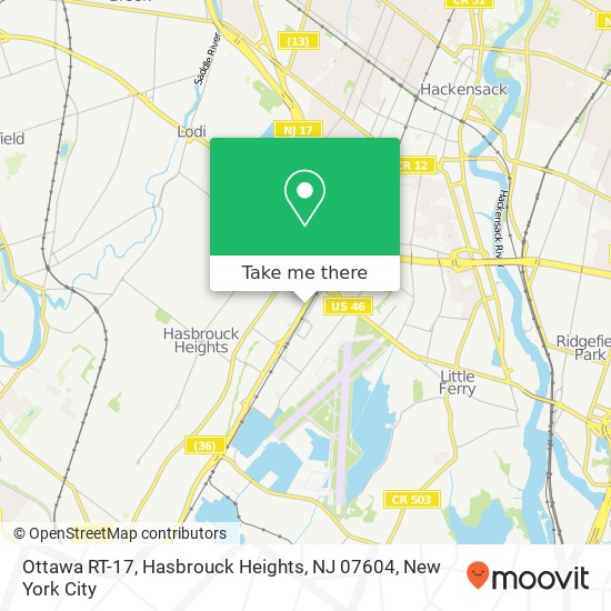 Mapa de Ottawa RT-17, Hasbrouck Heights, NJ 07604