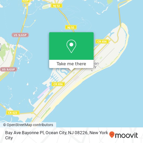 Mapa de Bay Ave Bayonne Pl, Ocean City, NJ 08226