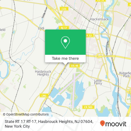 Mapa de State RT 17 RT-17, Hasbrouck Heights, NJ 07604