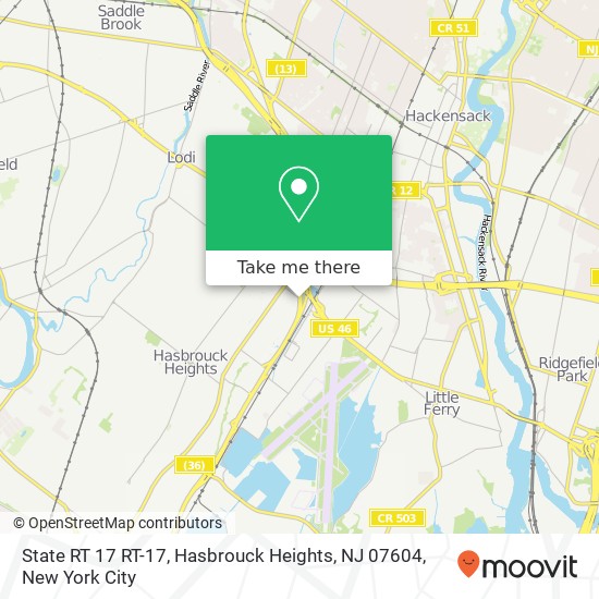 Mapa de State RT 17 RT-17, Hasbrouck Heights, NJ 07604